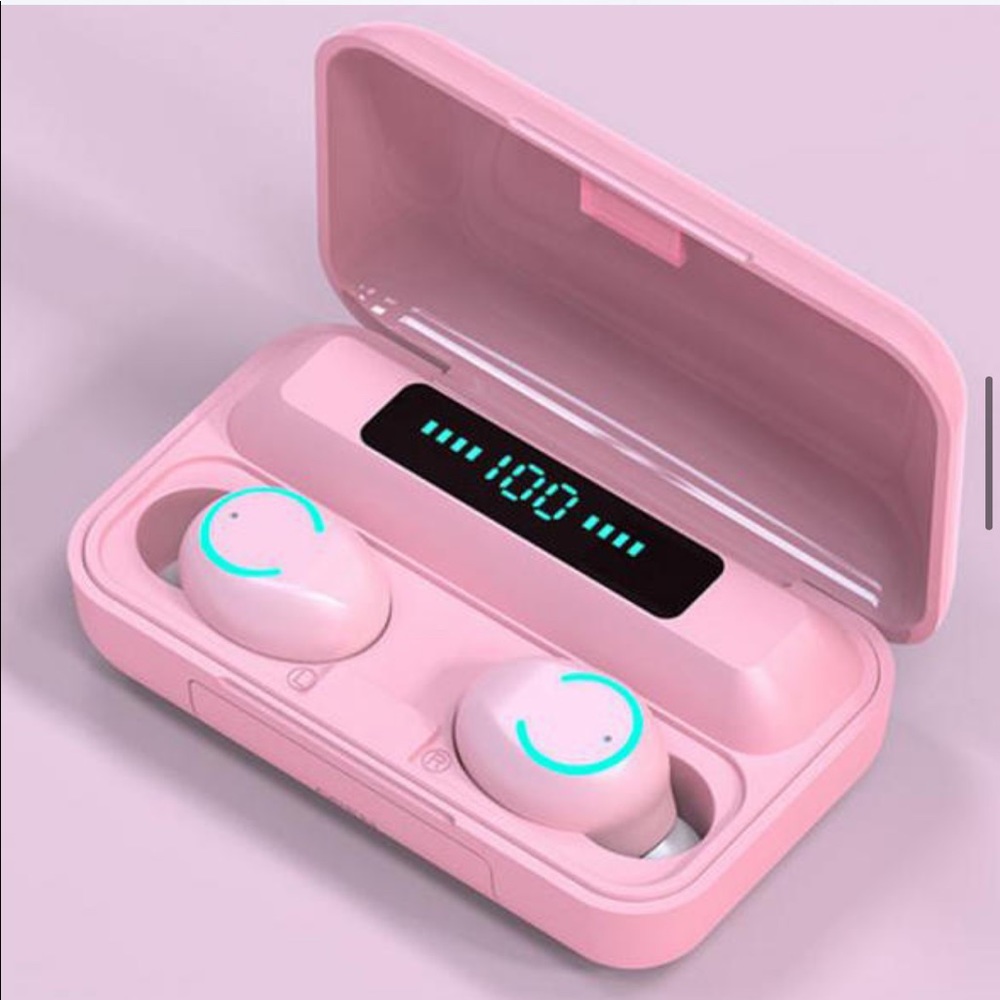 Pink BT Earbuds w/ LED Battery Display